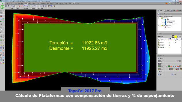 TopoCal ANIO_TOPOCAL Cálculo de plataformas con compensación de tierras