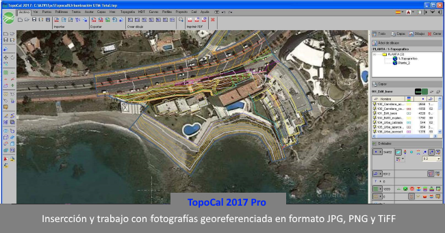 TopoCal 2024 3D CAD Mdt replanteo cubicar acopio volumen plataforma laz dron  Trabajos con fotograf�as georeferenciada en formato JPG, PNG y TiFF